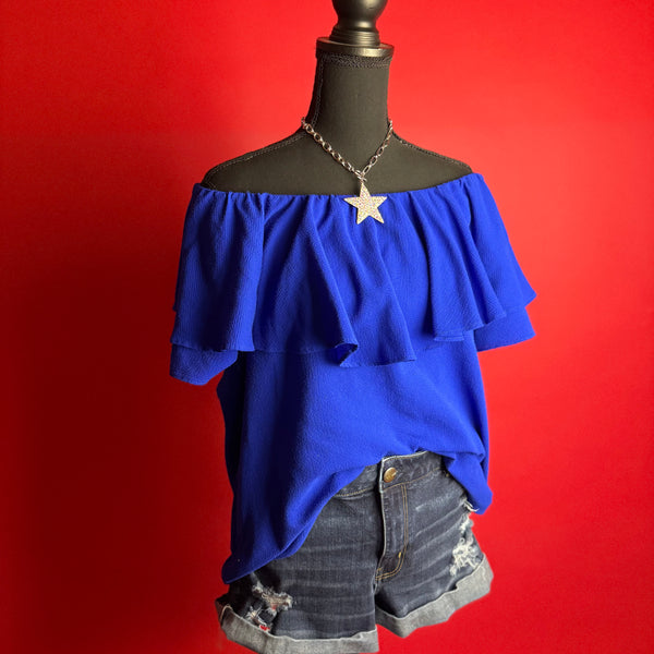 Blue Off-the shoulder Top (XL)