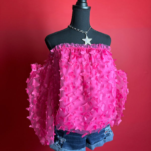 Pink Butterfly Top (0XL)