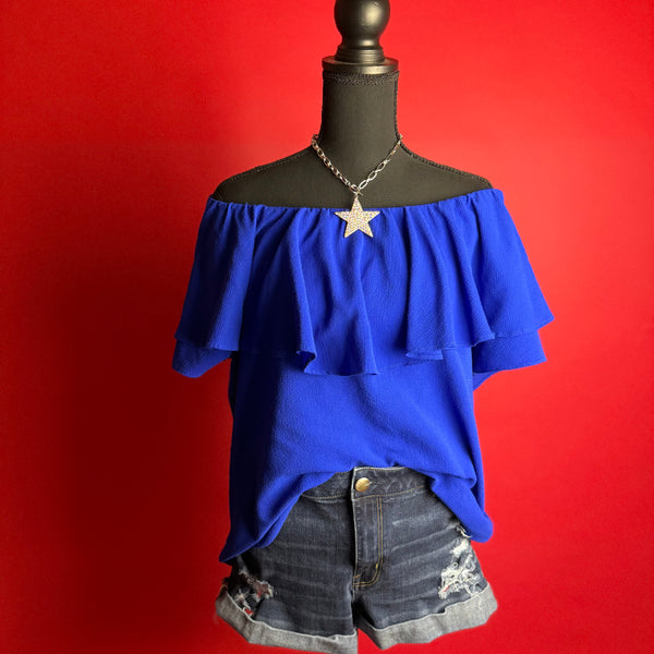 Blue Off-the shoulder Top (XL)