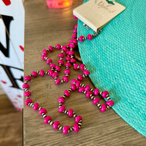 Hot Pink Beaded Necklace