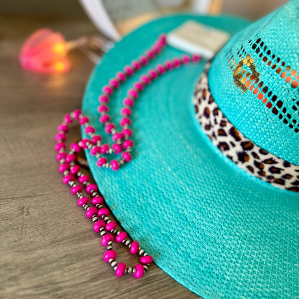 Hot Pink Beaded Necklace