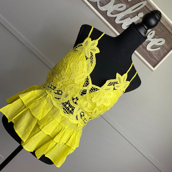 Neon Yellow Lace Top (S)