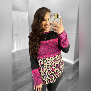 Pink Leopard and Leather top