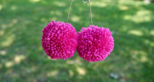 Pink Pom Earrings